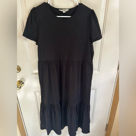 Boden Emma Tiered Jersey Midi Dress - Black - size 12P - Picture 2 of 5